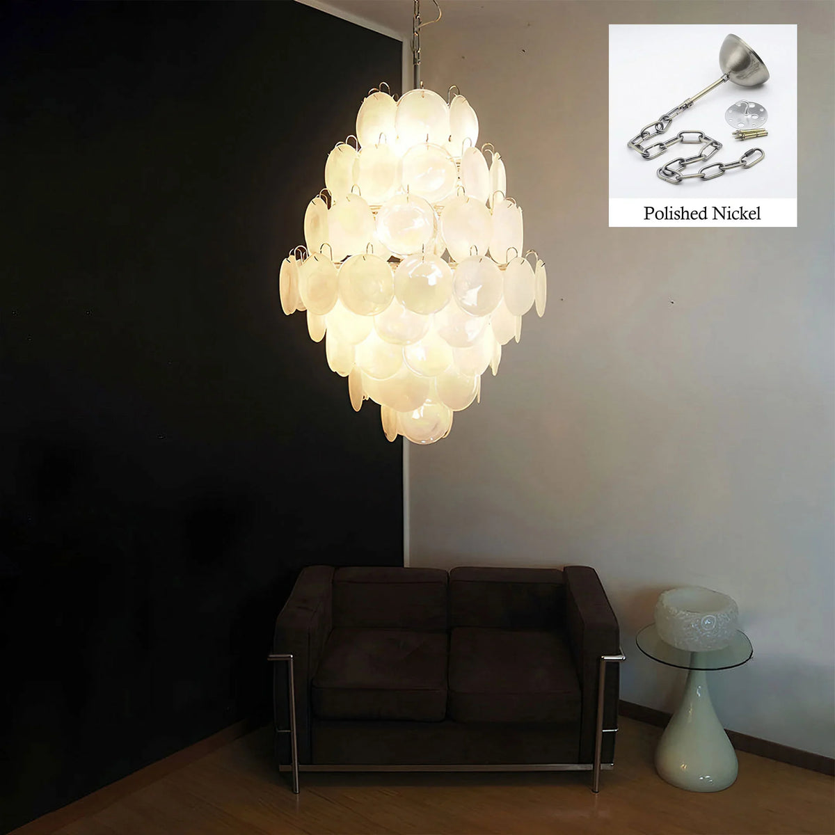 Vintage White Discs Chandelie - view 25 | Metavaya