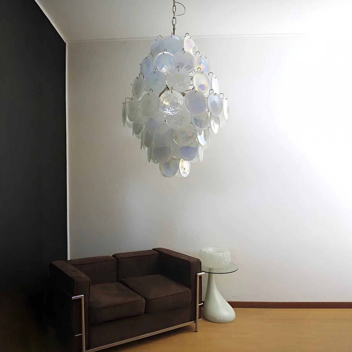 Vintage White Discs Chandelie - view 5 | Metavaya
