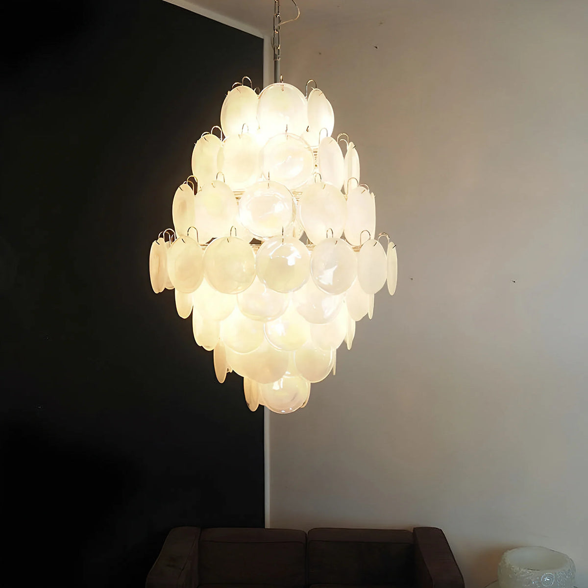 Vintage White Discs Chandelie - view 7 | Metavaya