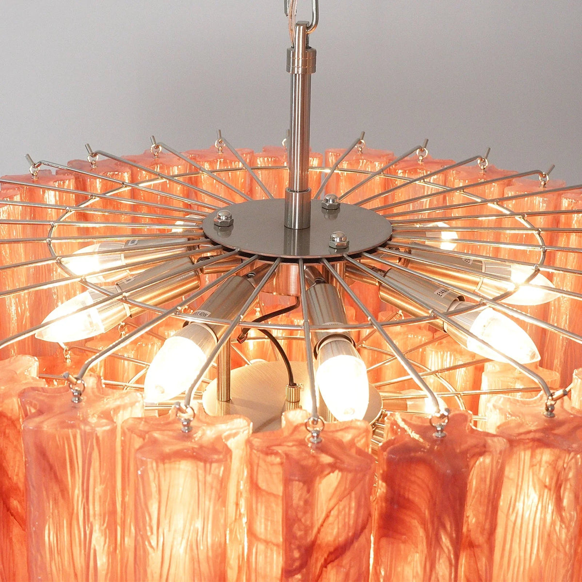Red Glass Tubes Chandelier - view 2 | Metavaya