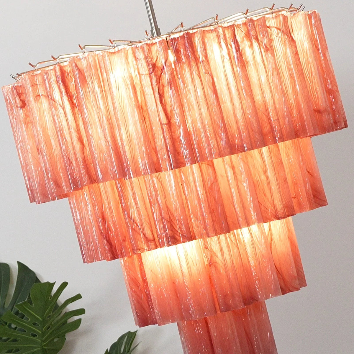 Red Glass Tubes Chandelier - view 7 | Metavaya