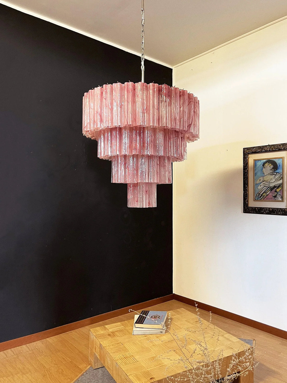 Red Glass Tubes Chandelier - view 13 | Metavaya