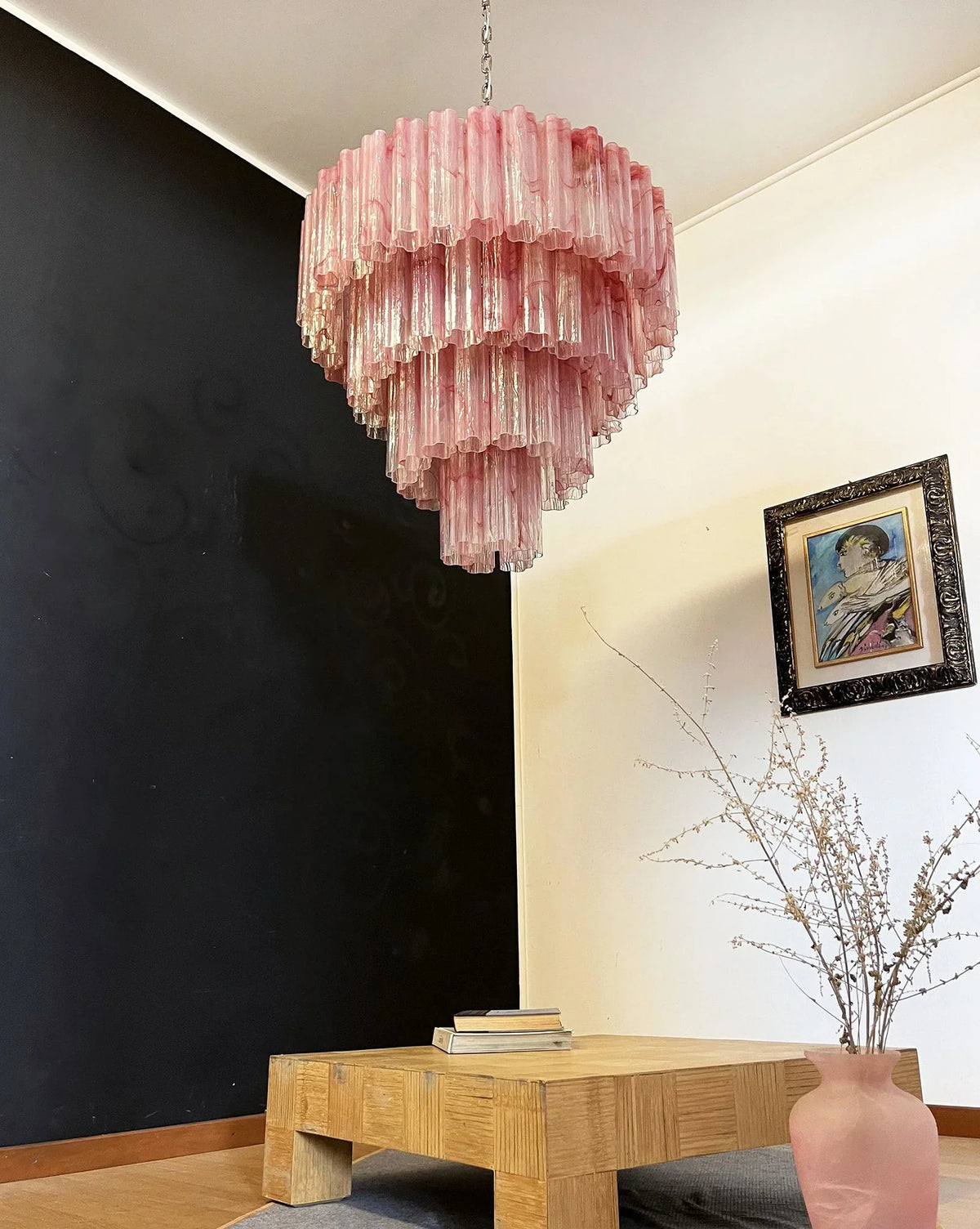 Red Glass Tubes Chandelier - view 18 | Metavaya