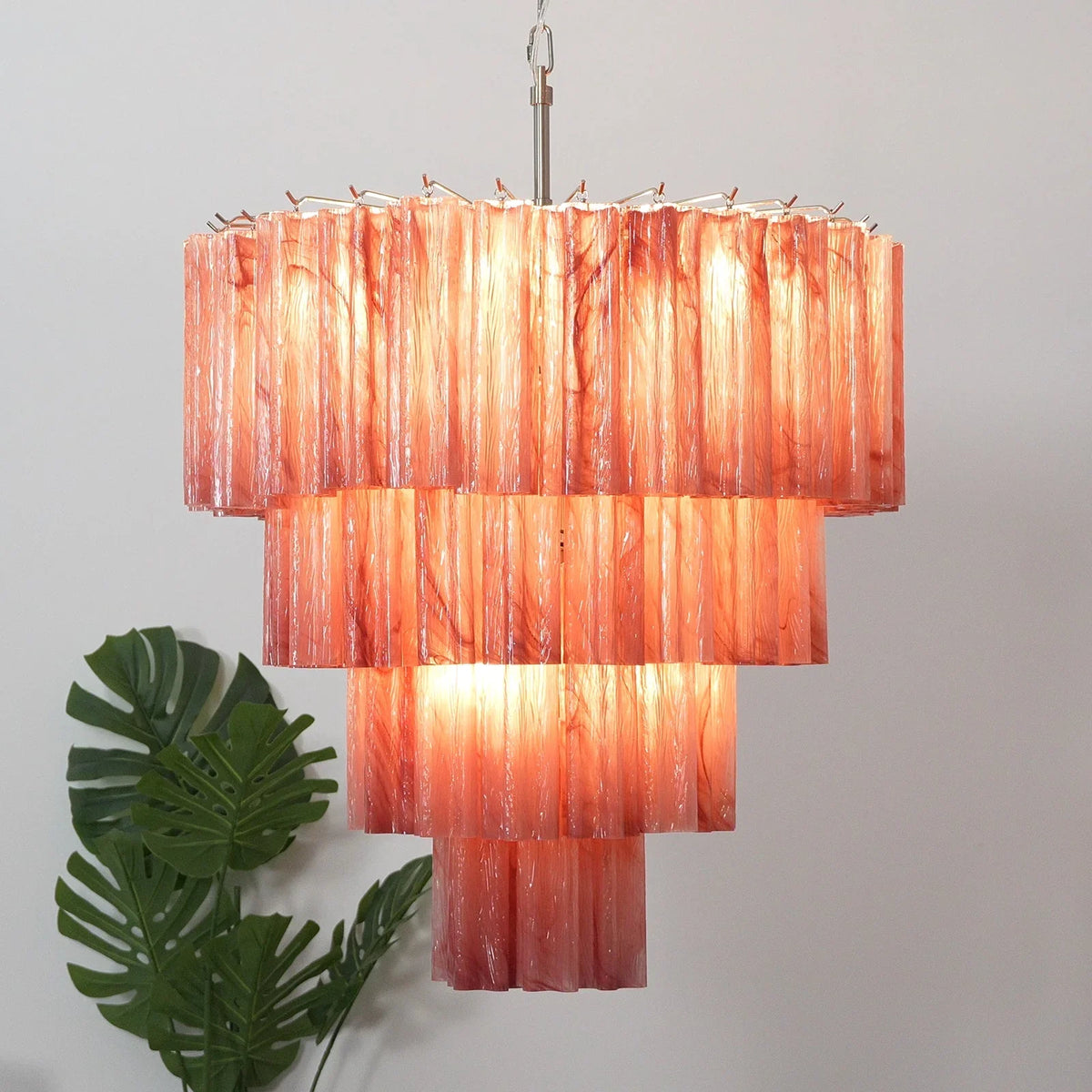 Red Glass Tubes Chandelier - view 23 | Metavaya