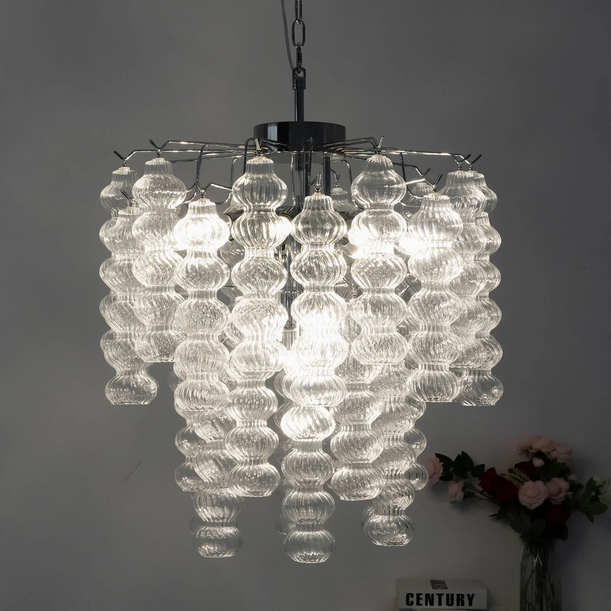 Ripple Glass Tube Chandelier - view 4 | Metavaya
