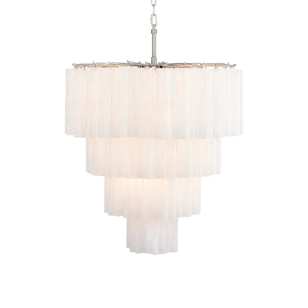 White Glass Tubes Chandelier | Metavaya