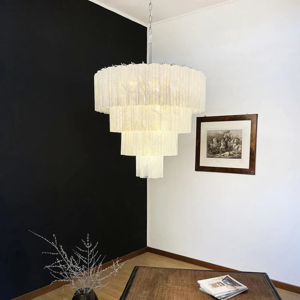 White Glass Tubes Chandelier - view 24 | Metavaya