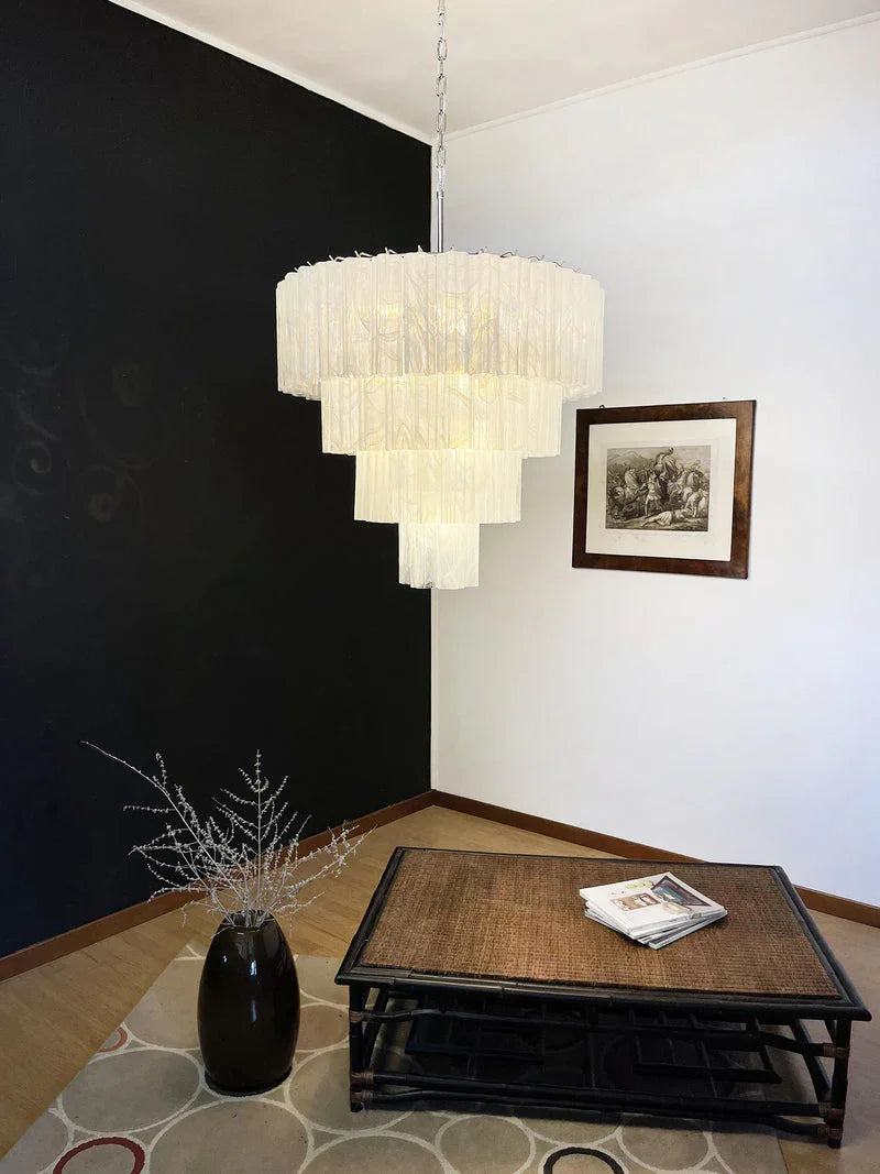 White Glass Tubes Chandelier - view 5 | Metavaya