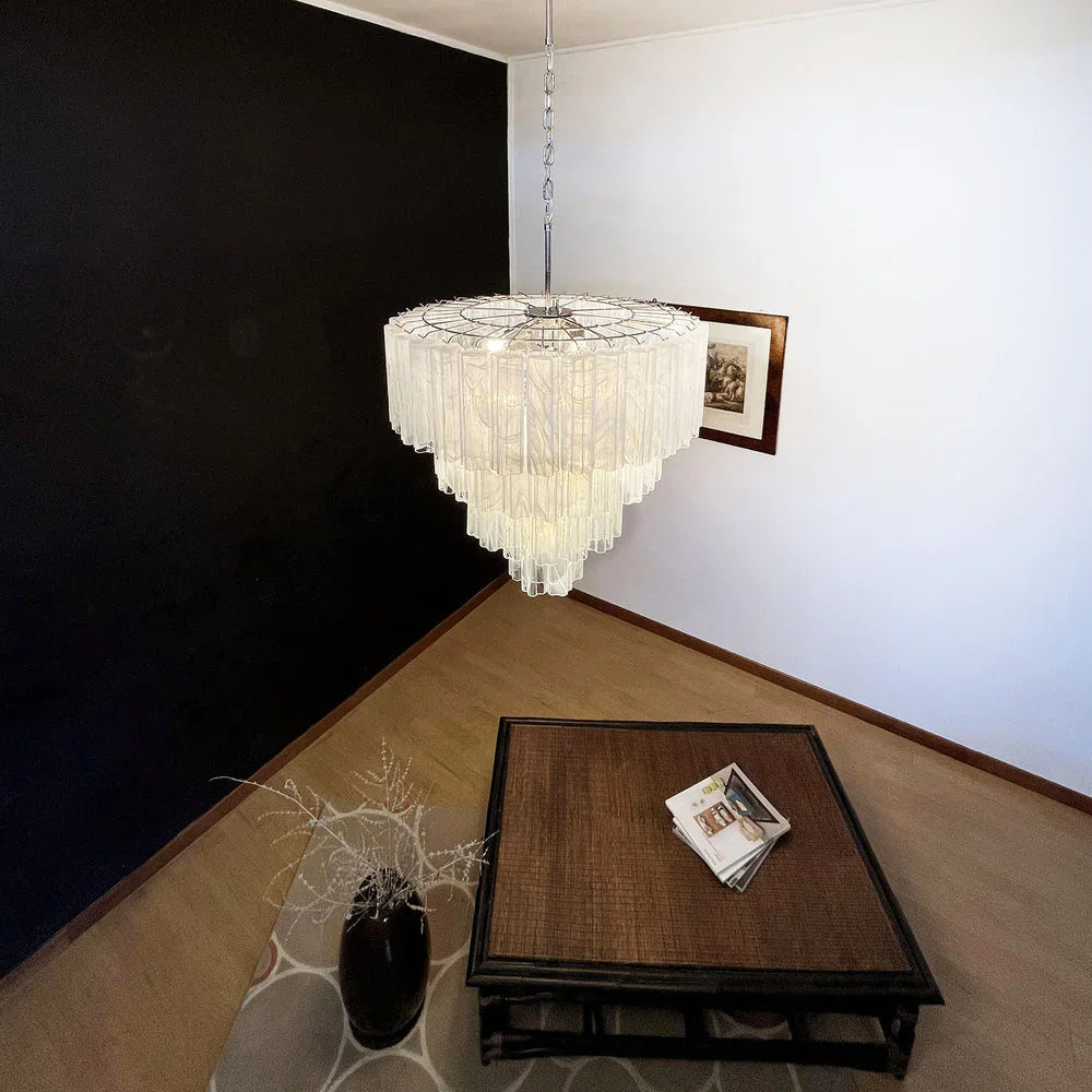 White Glass Tubes Chandelier - view 6 | Metavaya