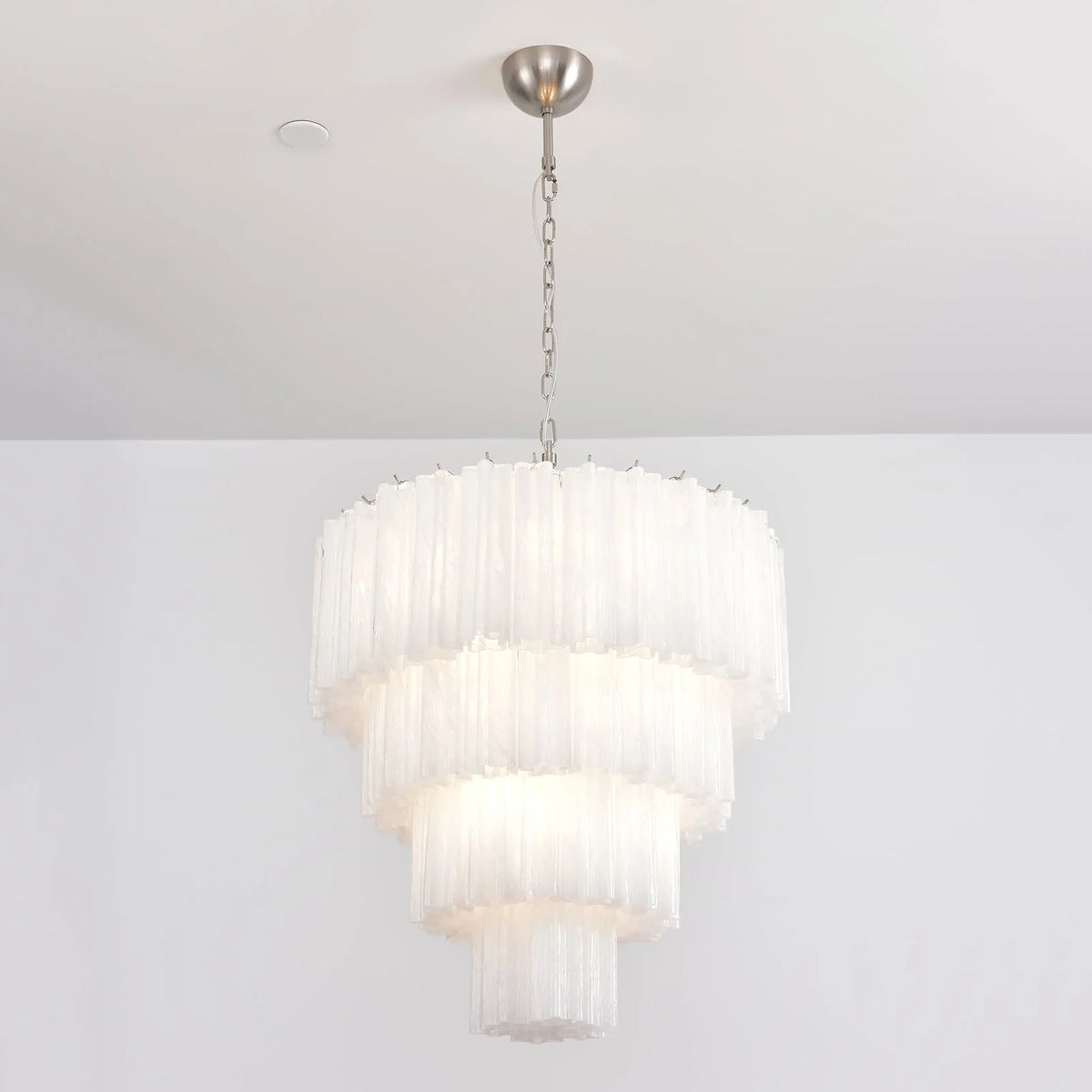 White Glass Tubes Chandelier - view 7 | Metavaya