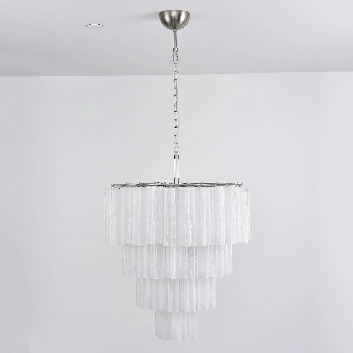 White Glass Tubes Chandelier - view 8 | Metavaya