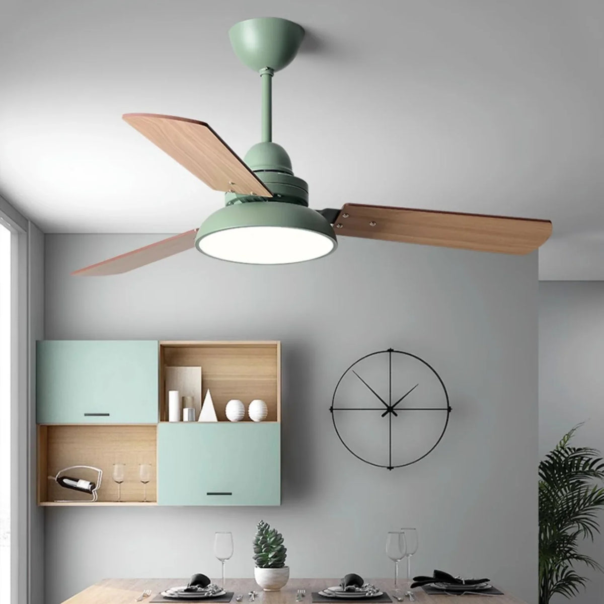 Nordic Industrial Blade Ceiling Fan Light - view 4 | Metavaya