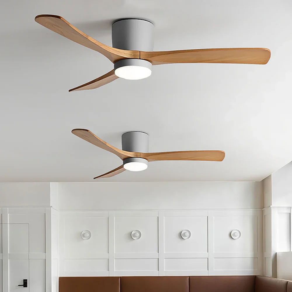 Nordic Wood Blade Ceiling Fan Light - view 3 | Metavaya