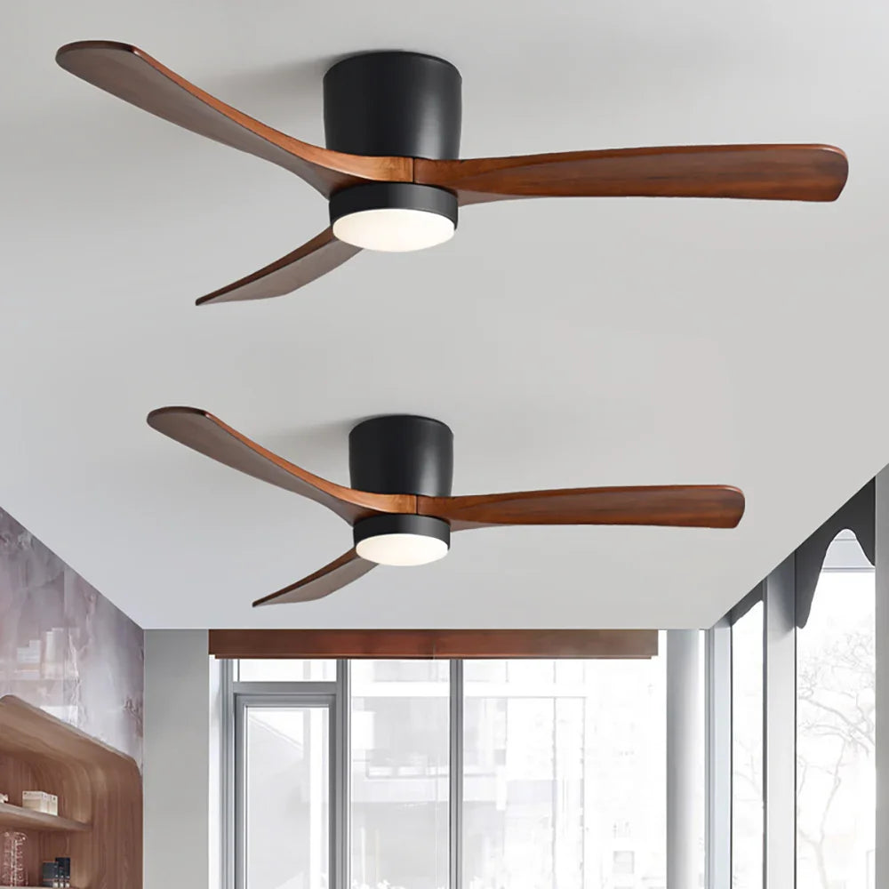 Nordic Wood Blade Ceiling Fan Light - view 2 | Metavaya