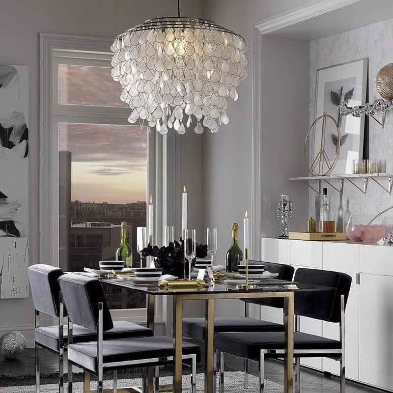 Metavaya Chandelier 60cm x H 70 cm / copper Teardrop Capiz Chandelier 6938617781835 M2023092410-1