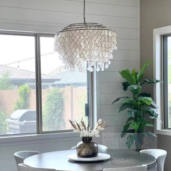 Metavaya Chandelier 60cm x H 70 cm / copper Teardrop Capiz Chandelier 6938617781835 M2023092410-1