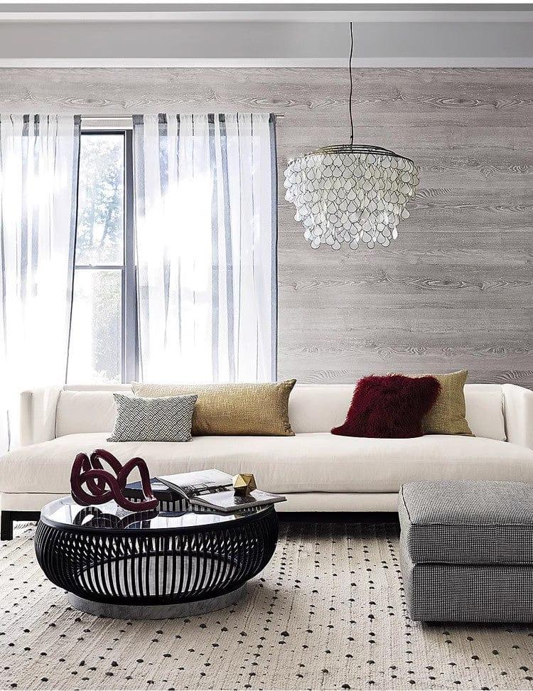 Metavaya Chandelier 60cm x H 70 cm / copper Teardrop Capiz Chandelier 6938617781835 M2023092410-1