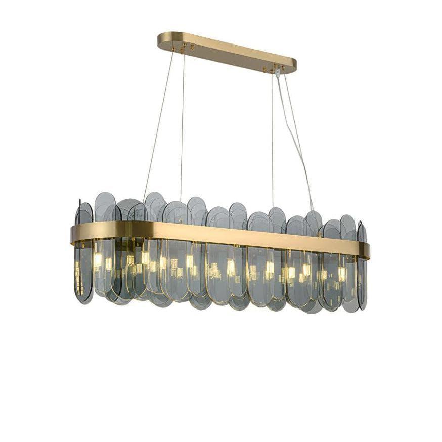 Metavaya Chandelier Long section Dia L80cm x W 30cm x H 28cm / ∅ 31.5″ x 13.8″ x H 11.1″ / Smoke Grey Patina Gold Ring Chandelier 6938617790578 M2023101304-5