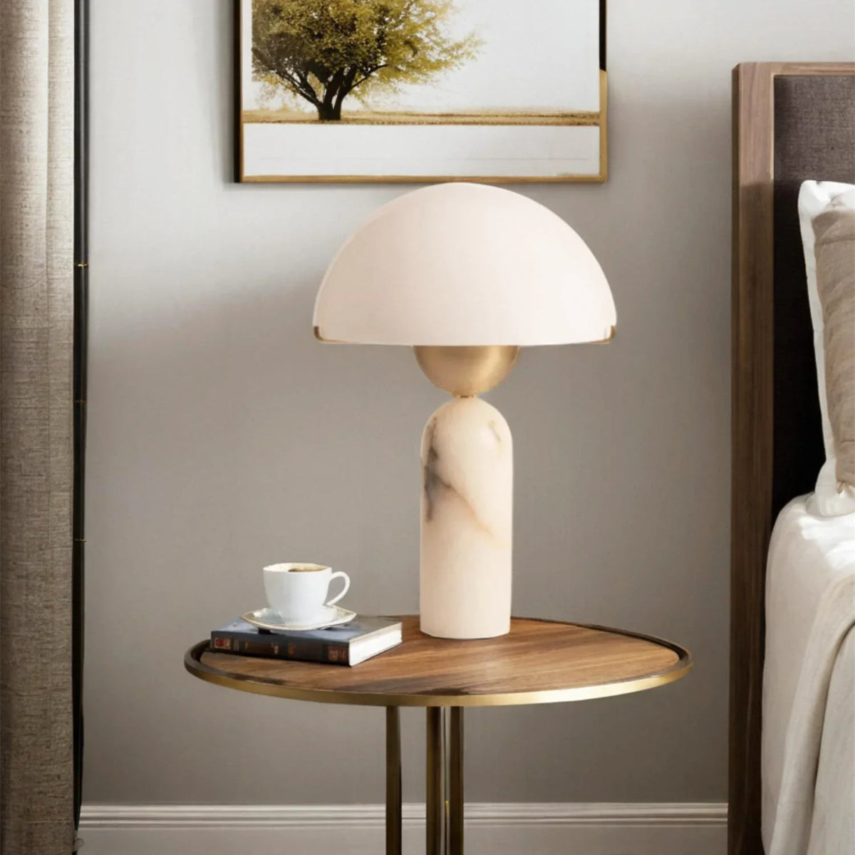 Peono Alabaster Dome Table Lamp - view 4 | Metavaya