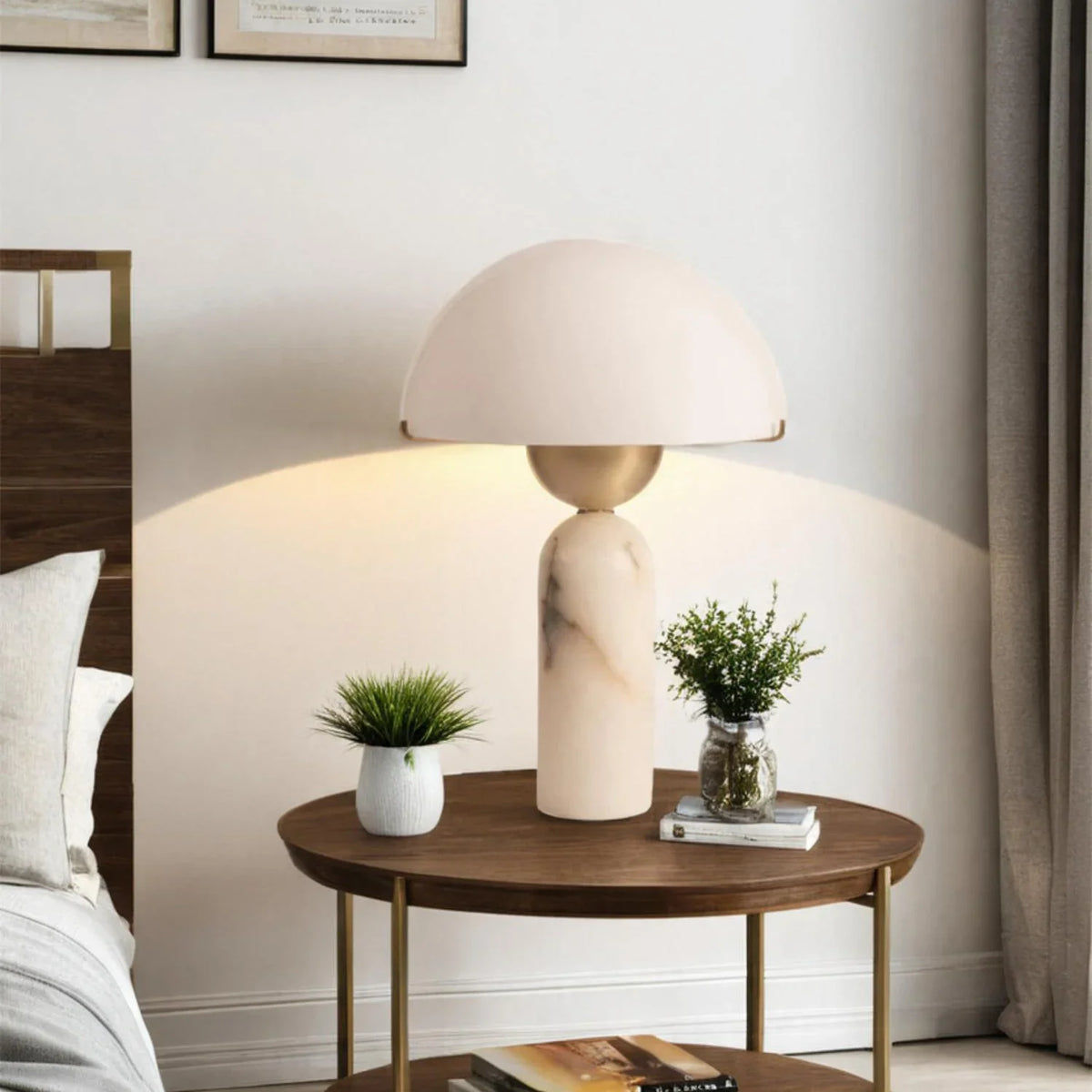 Peono Alabaster Dome Table Lamp - view 3 | Metavaya