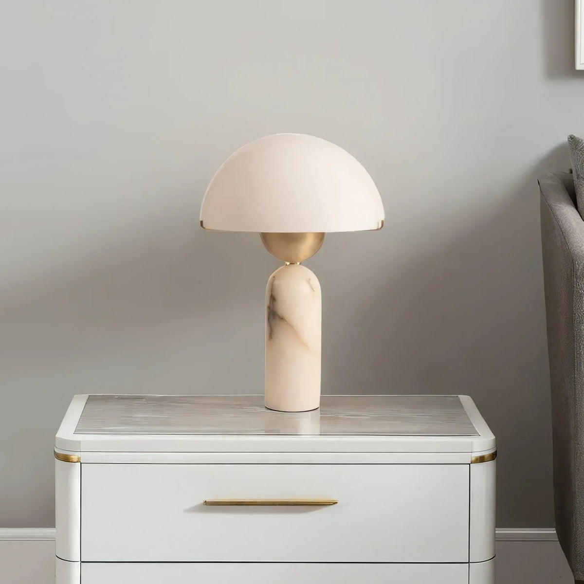 Peono Alabaster Dome Table Lamp - view 8 | Metavaya