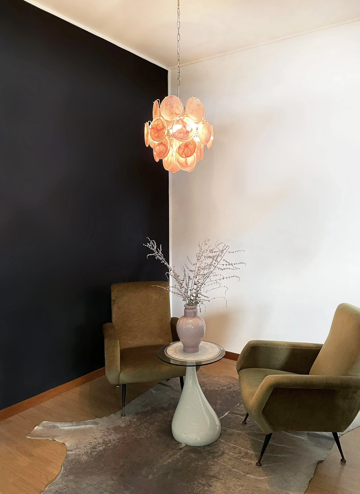Pink Murano Disc Glass Chandelier - view 13 | Metavaya