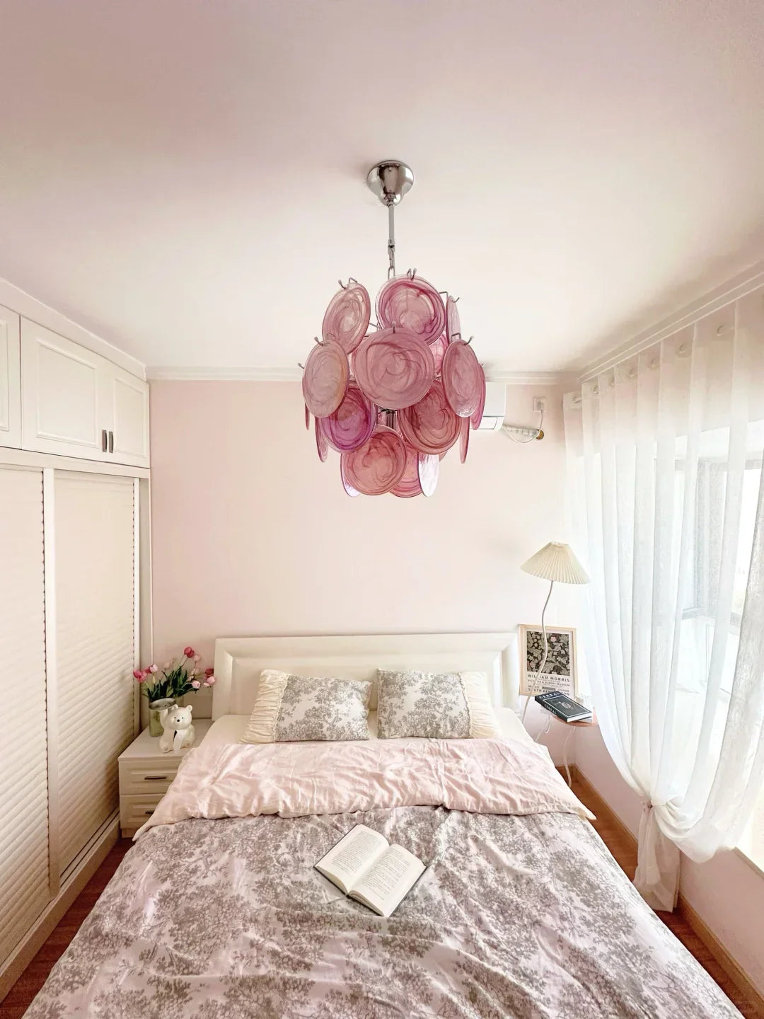 Pink Murano Disc Glass Chandelier - view 18 | Metavaya