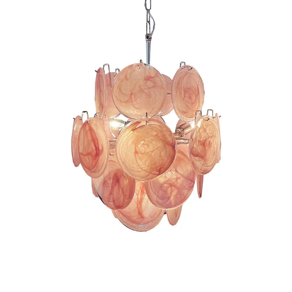 Pink Murano Disc Glass Chandelier - view 27 | Metavaya