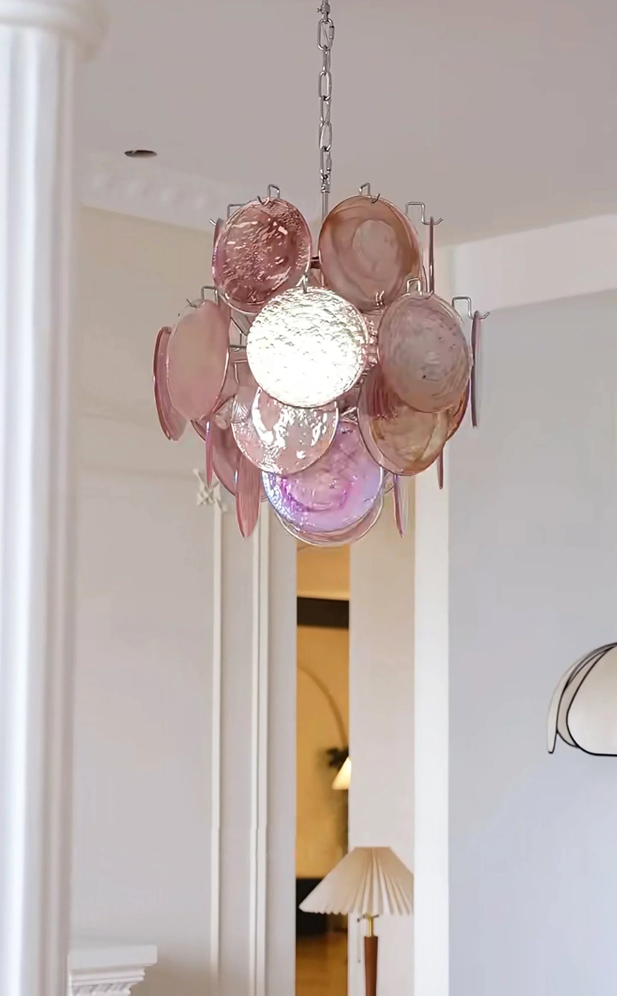 Pink Murano Disc Glass Chandelier - view 15 | Metavaya