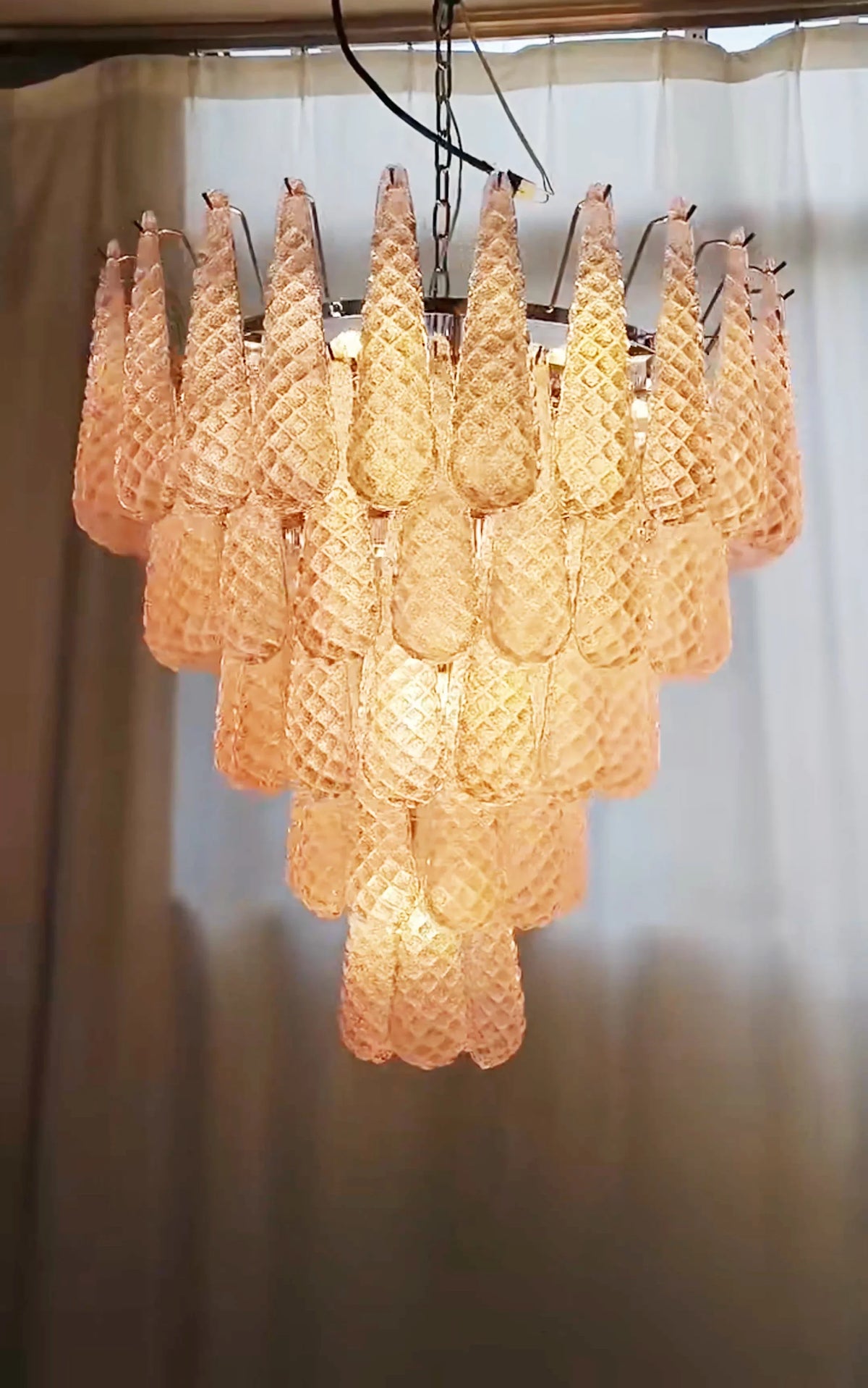 Pink Glass Petals Chandelier - view 10 | Metavaya