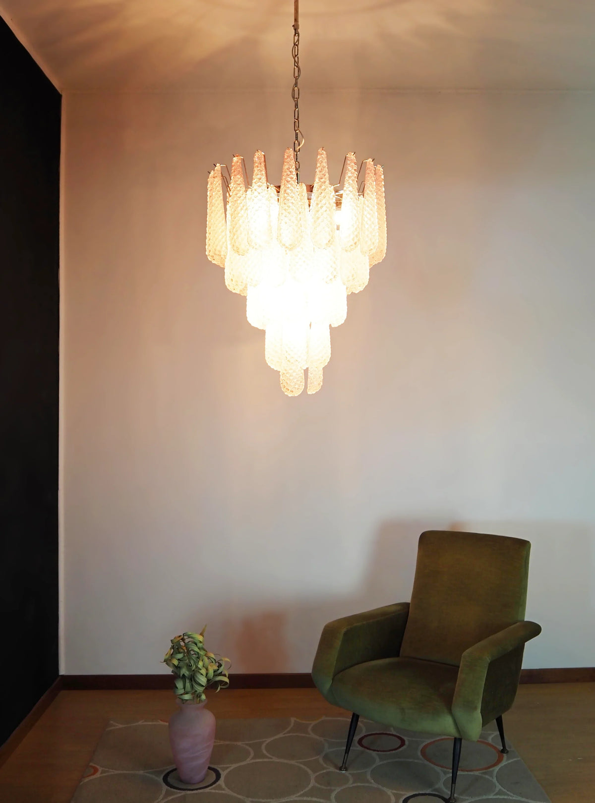 Pink Glass Petals Chandelier - view 6 | Metavaya