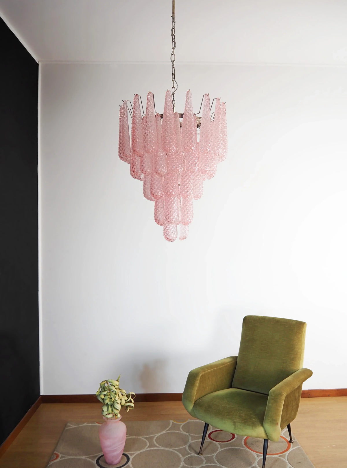 Pink Glass Petals Chandelier - view 7 | Metavaya