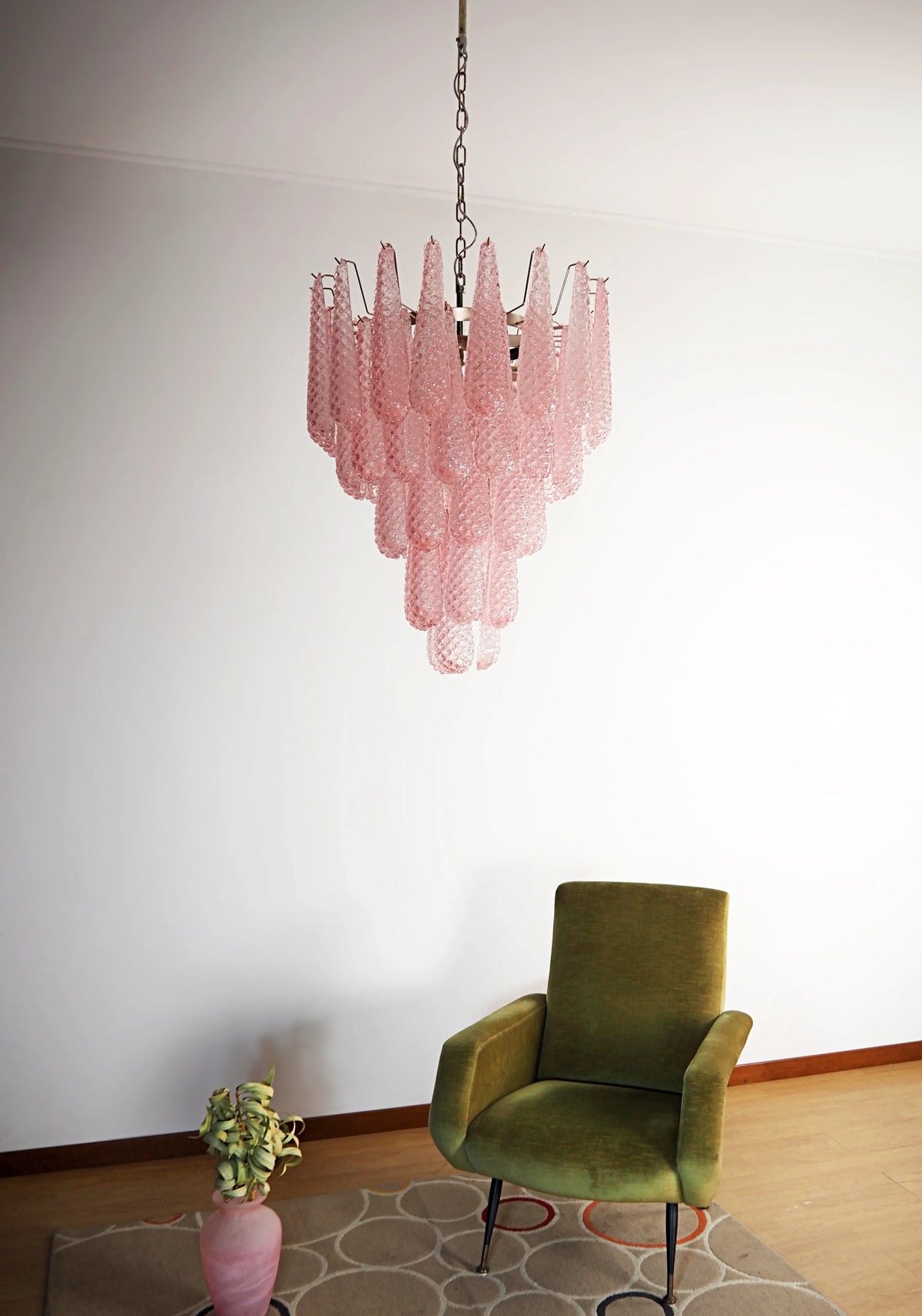 Pink Glass Petals Chandelier - view 8 | Metavaya