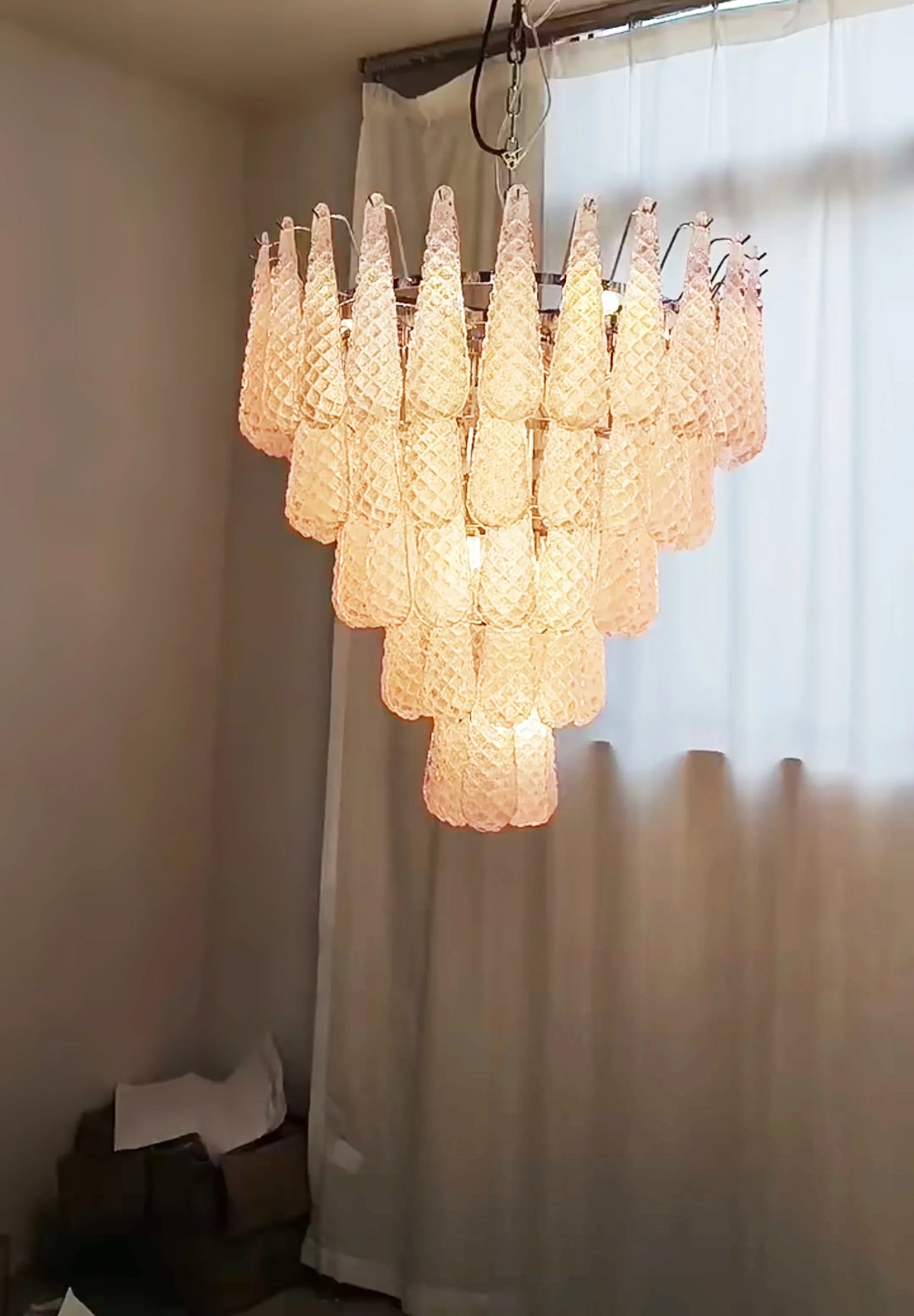 Pink Glass Petals Chandelier - view 9 | Metavaya