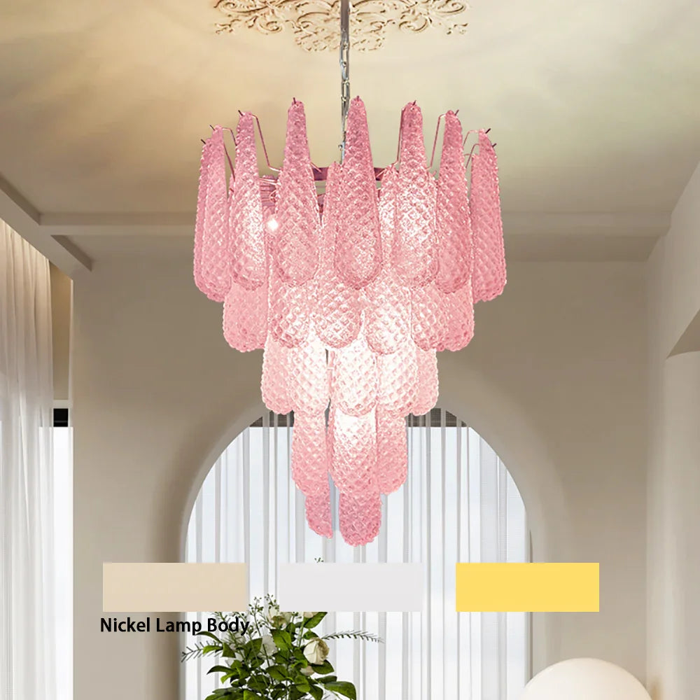 Pink Glass Petals Chandelier - view 14 | Metavaya