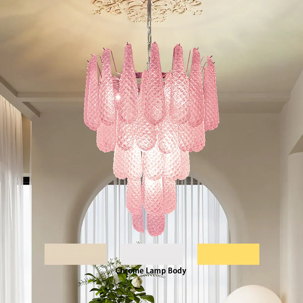 Pink Glass Petals Chandelier - view 15 | Metavaya