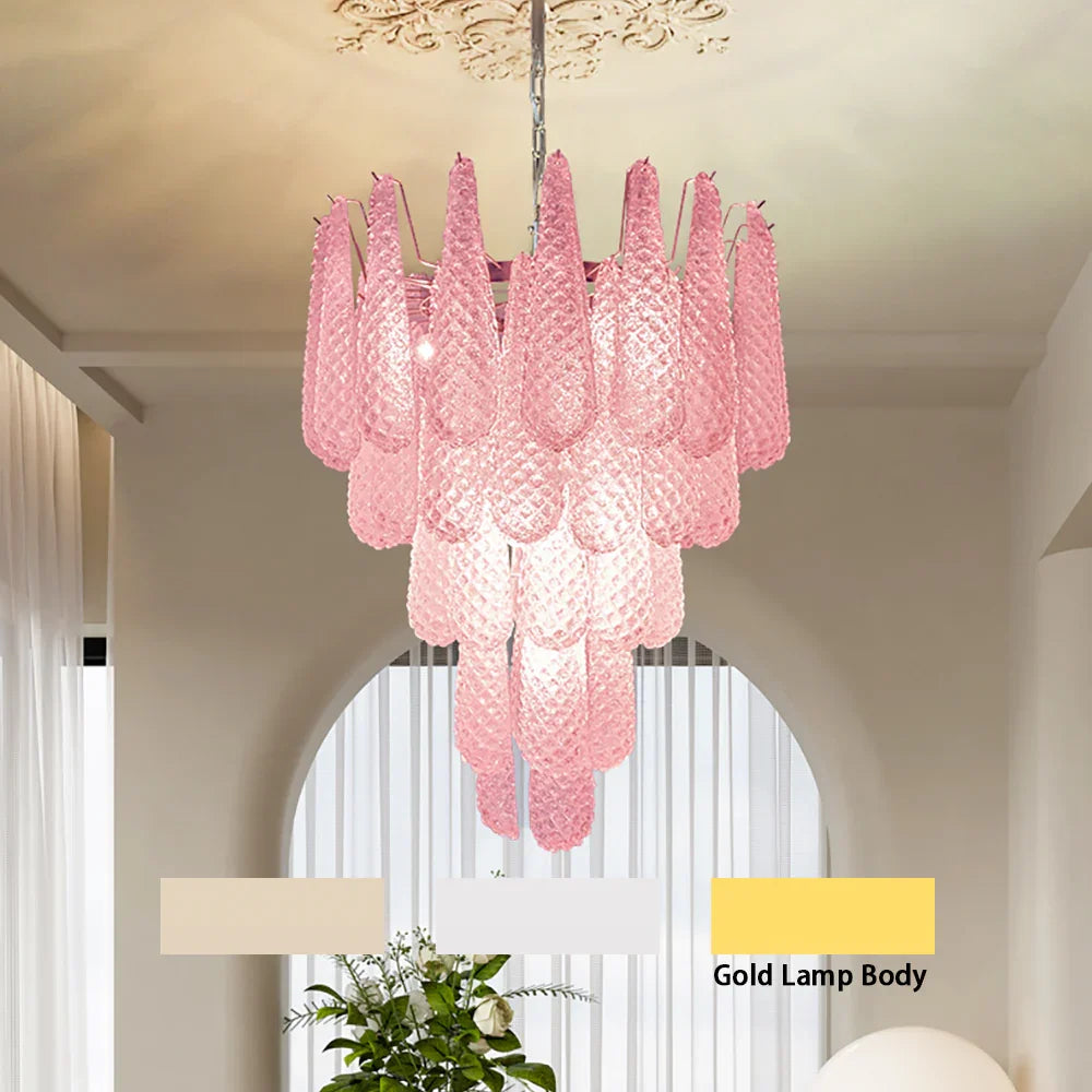 Pink Glass Petals Chandelier - view 16 | Metavaya