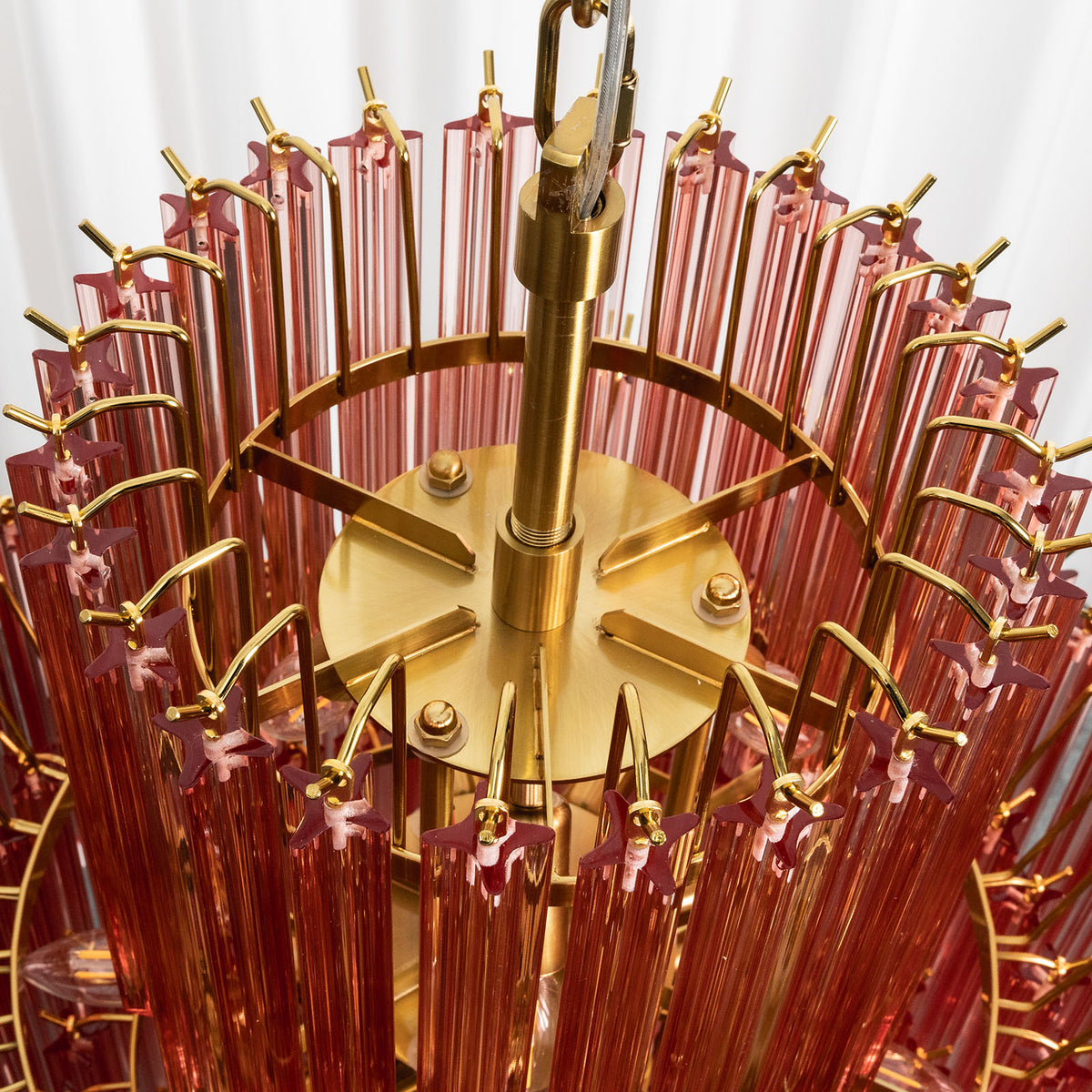 Pink Glass Tiered Murano Style Chandelier - view 10 | Metavaya