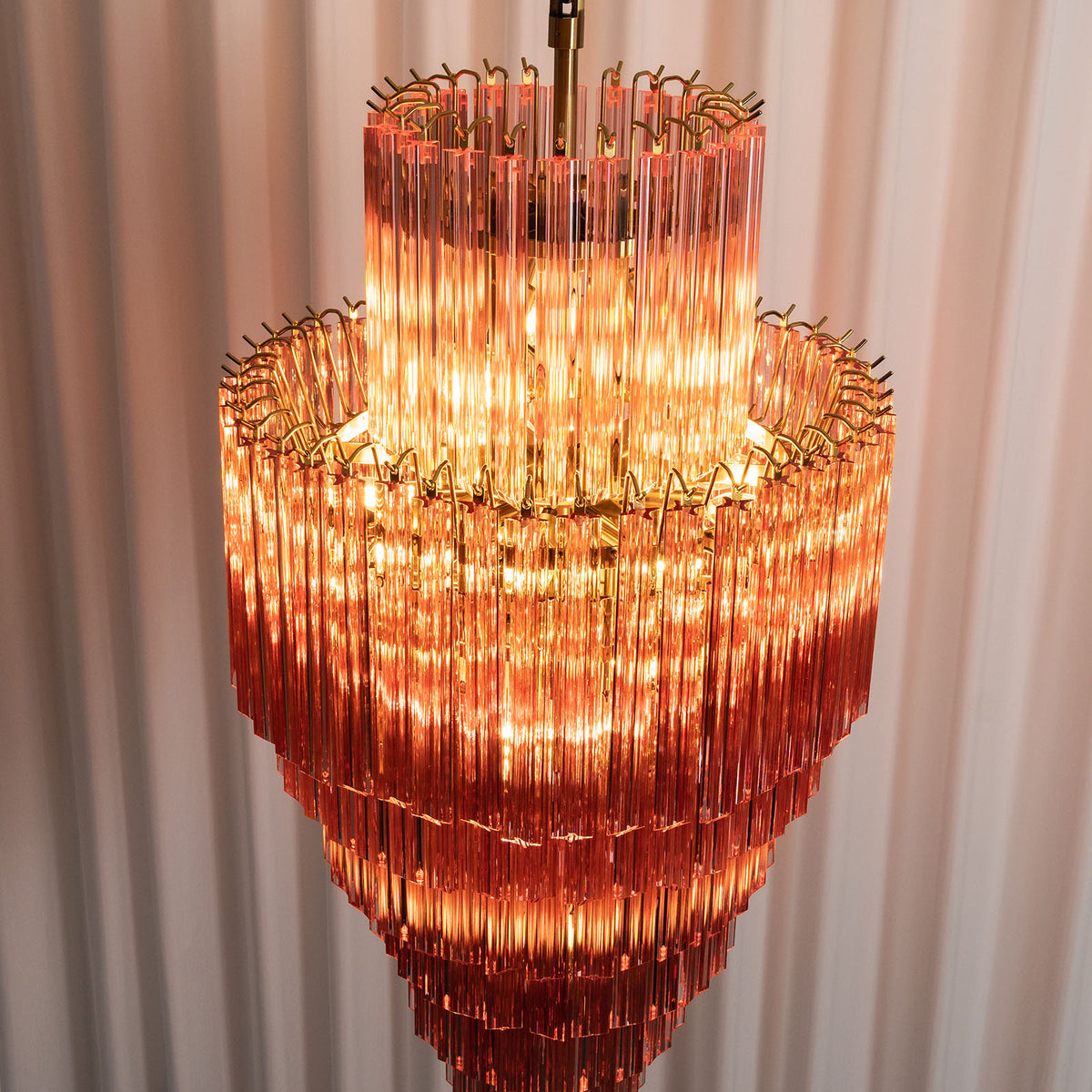 Pink Glass Tiered Murano Style Chandelier - view 11 | Metavaya