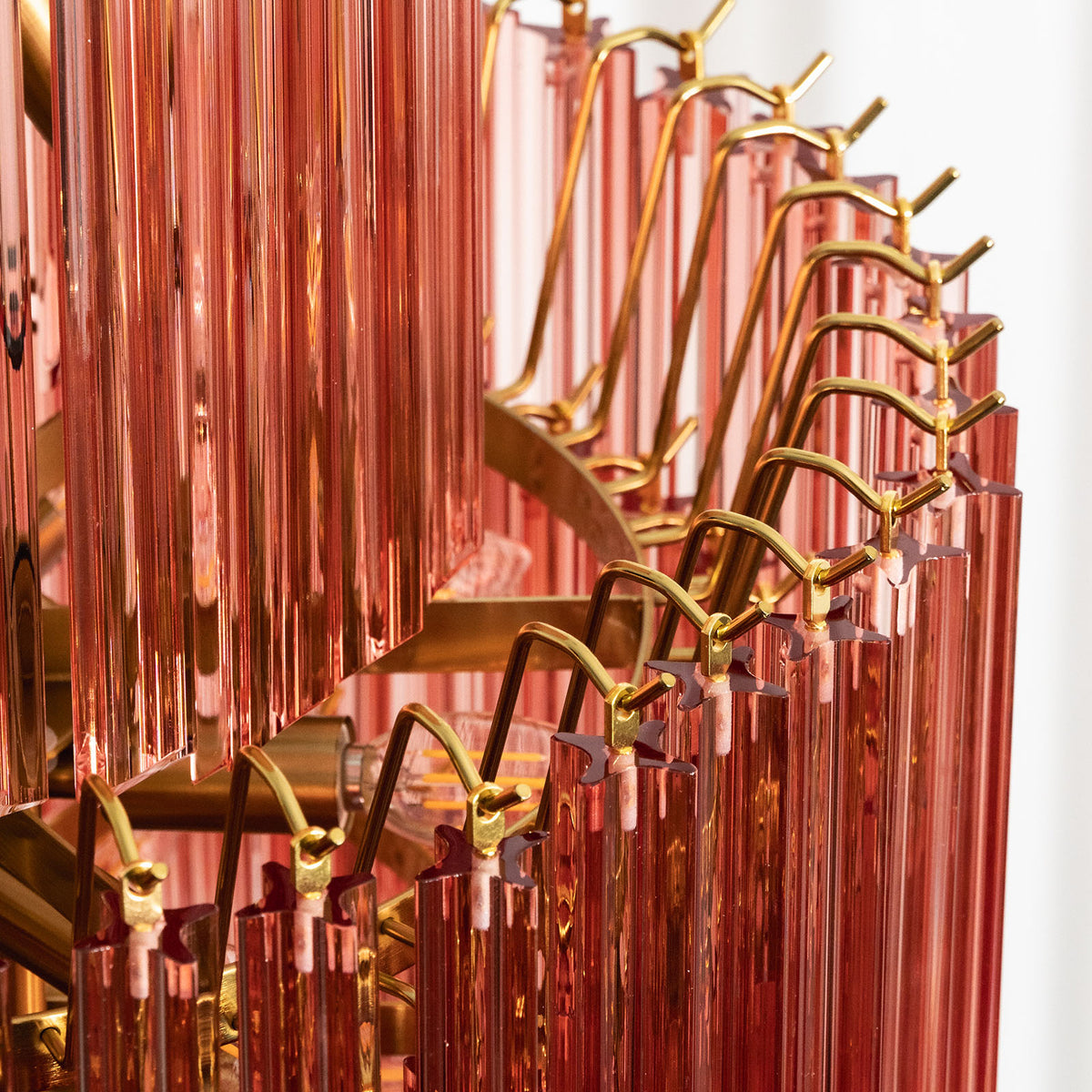 Pink Glass Tiered Murano Style Chandelier - view 12 | Metavaya