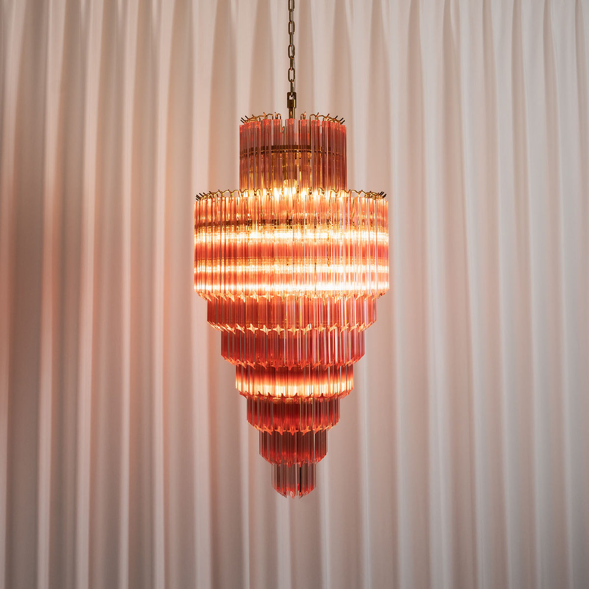Pink Glass Tiered Murano Style Chandelier - view 4 | Metavaya