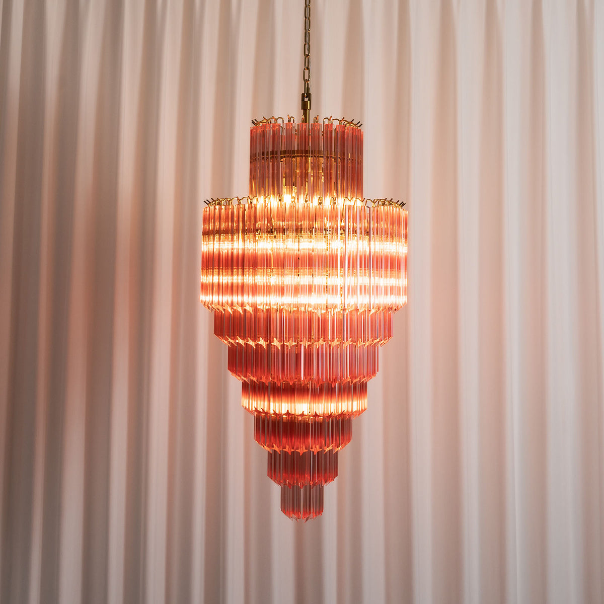 Pink Glass Tiered Murano Style Chandelier - view 5 | Metavaya