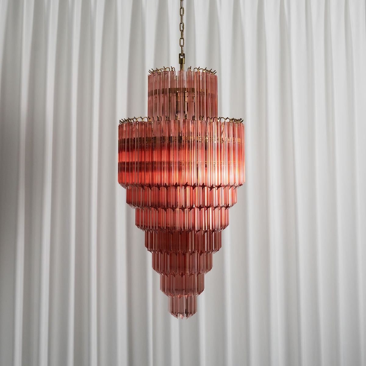 Pink Glass Tiered Murano Style Chandelier - view 6 | Metavaya