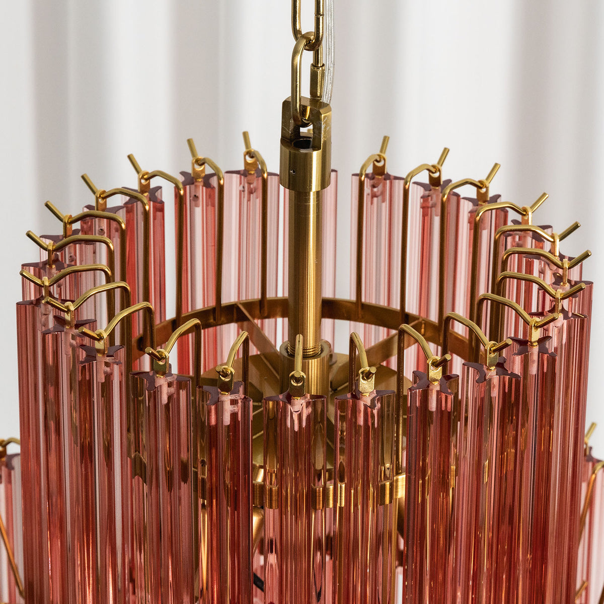 Pink Glass Tiered Murano Style Chandelier - view 13 | Metavaya