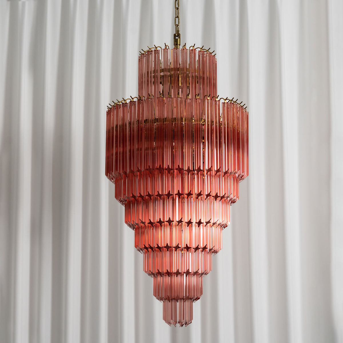 Pink Glass Tiered Murano Style Chandelier - view 7 | Metavaya