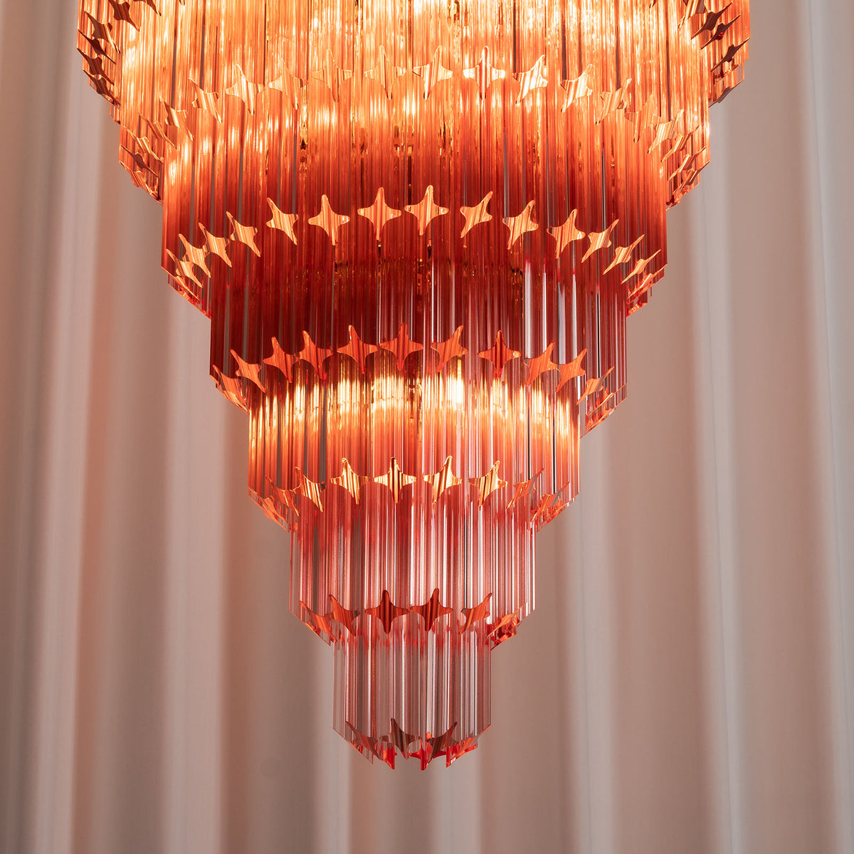 Pink Glass Tiered Murano Style Chandelier - view 16 | Metavaya