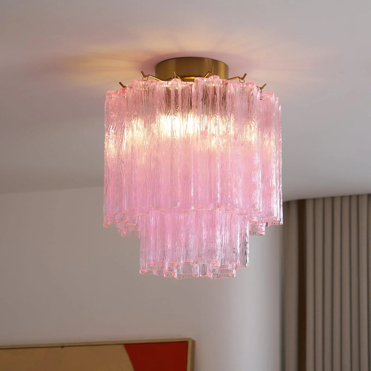 Pink Glass Tubes Ceiling Lamp - view 16 | Metavaya
