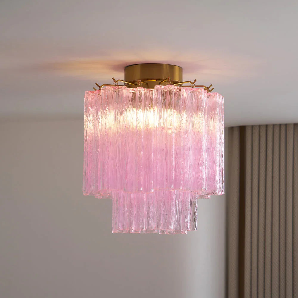 Pink Glass Tubes Ceiling Lamp - view 2 | Metavaya