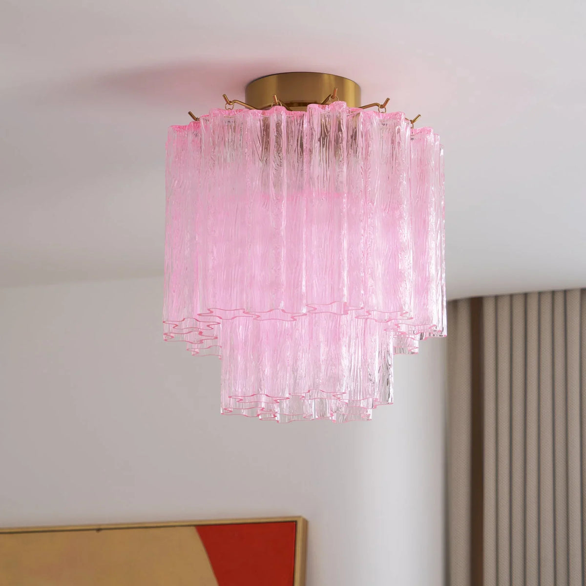Pink Glass Tubes Ceiling Lamp - view 3 | Metavaya