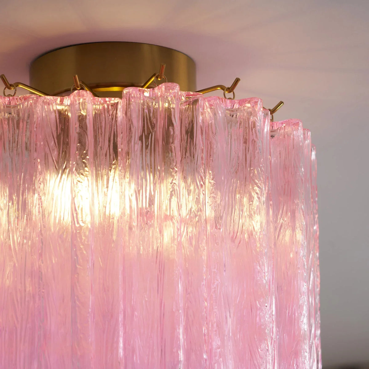 Pink Glass Tubes Ceiling Lamp - view 6 | Metavaya